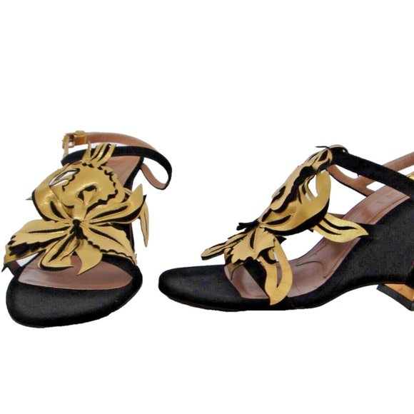 MARNI Designer Sandals, black/gold, IT-39 US-9, new, for evening wedding - Picture 2 of 6